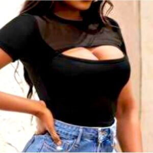 Cut Out Mesh Insert Tee